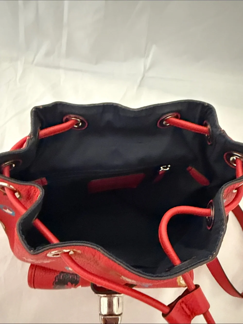 Coach Red Floral Pebbled Leather Mini Backpack